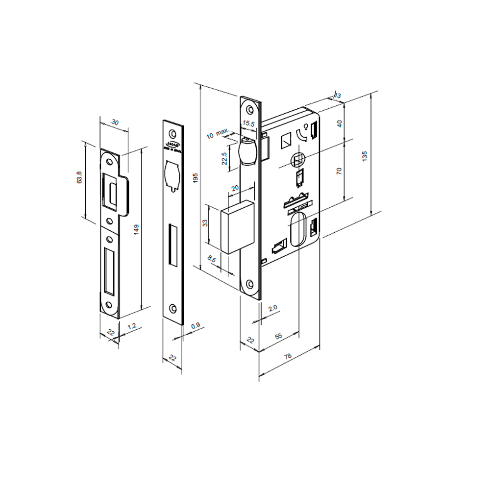 Fechadura Aux 1710 Rolete IXCR - Externa