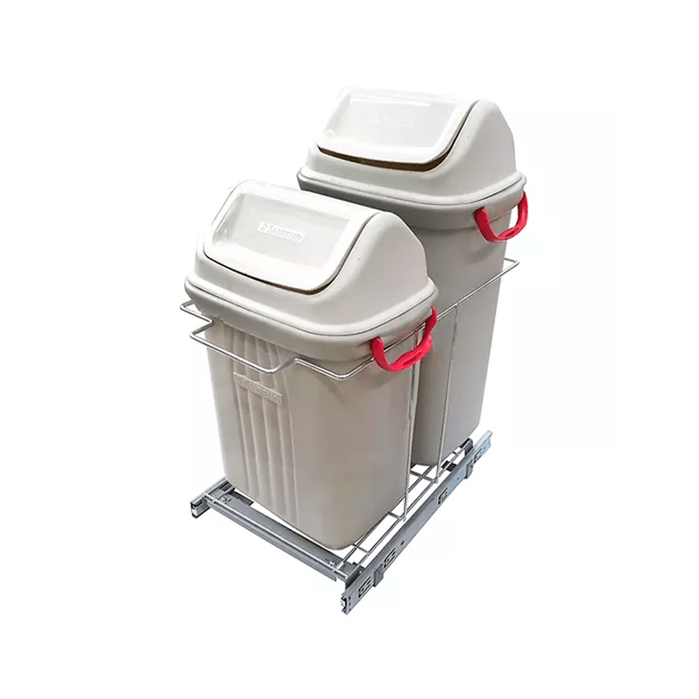 Lixeira De Base Dupla Deslizante Eco 49l Cromado 8686 - JOMER