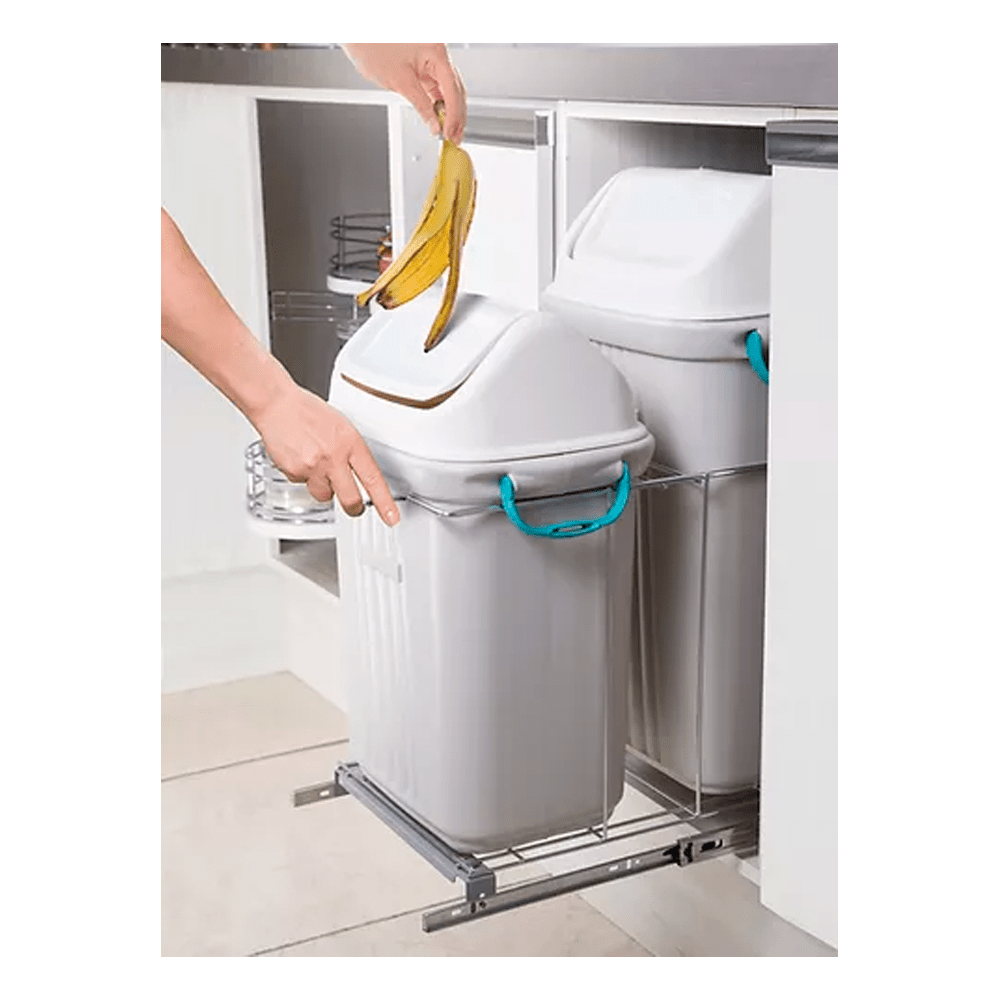 Lixeira De Base Dupla Deslizante Eco 49l Cromado 8686 - JOMER
