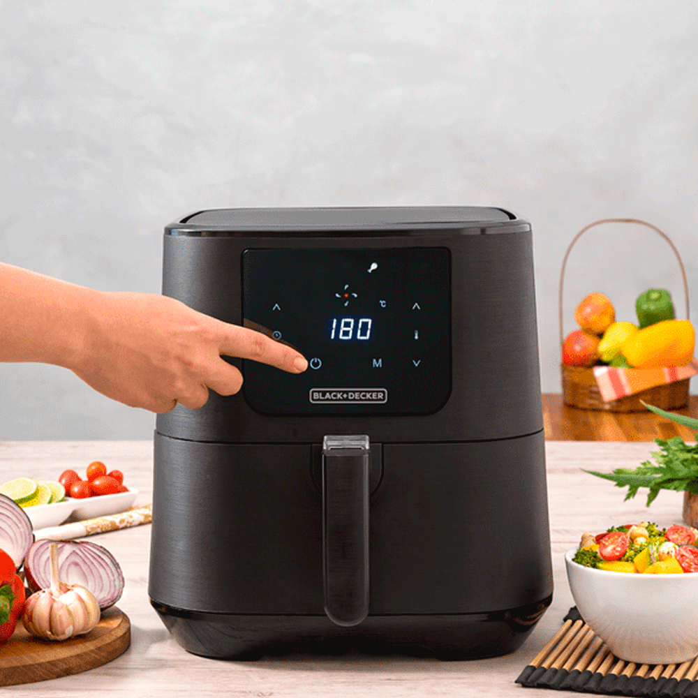 Fritadeira Elétrica Preta Sem Óleo Air Fryer 7L 127V Painel Digital - Black Decker