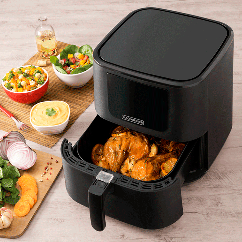 Fritadeira Elétrica Preta Sem Óleo Air Fryer 7L 127V Painel Digital - Black Decker