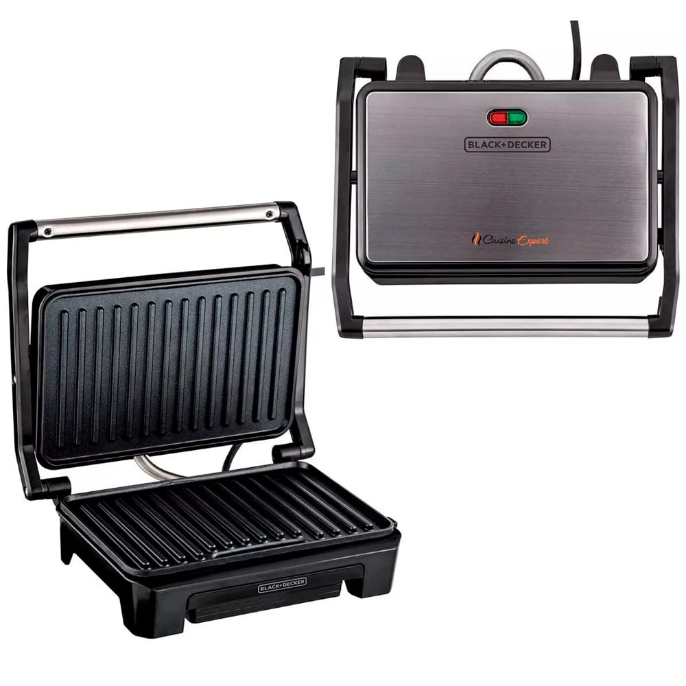 Grill Elétrico Prensa Inox 800W G1200BR 127V Black Decker