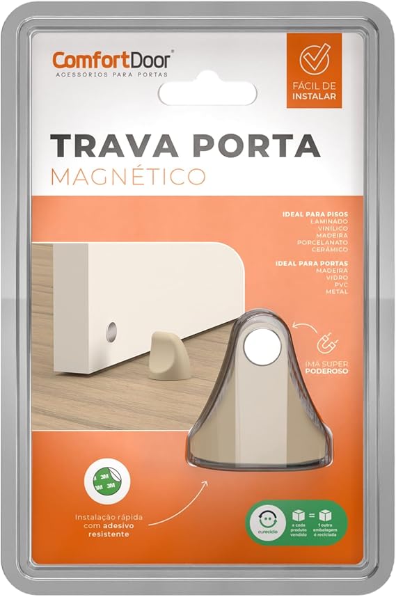 Trava Porta Magnético Marrom Claro - Comfort Door