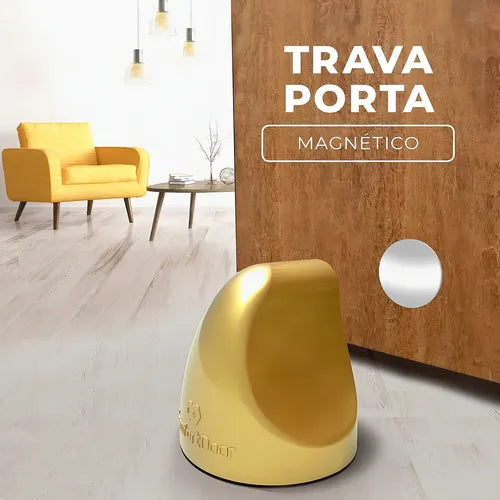 Trava Porta Magnetico Dourado - Comfort Door