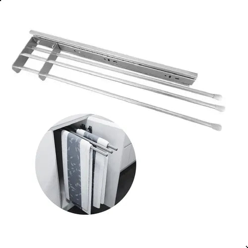 Suporte Porta Pano De Pratos Triplo 8613 Deslizante c/ Trilho 110X45X4