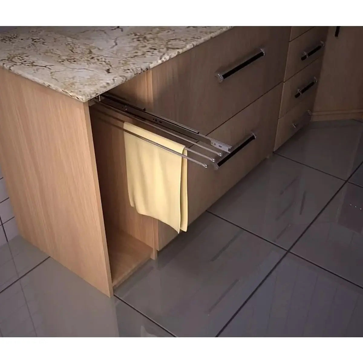 Suporte Porta Pano De Pratos Triplo 8613 Deslizante c/ Trilho 110X45X4