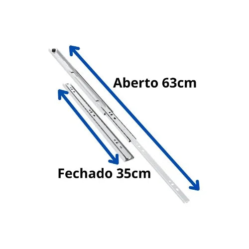 Corrediça Trilho Gaveta Gold Telescópica 35cm Super Ligth