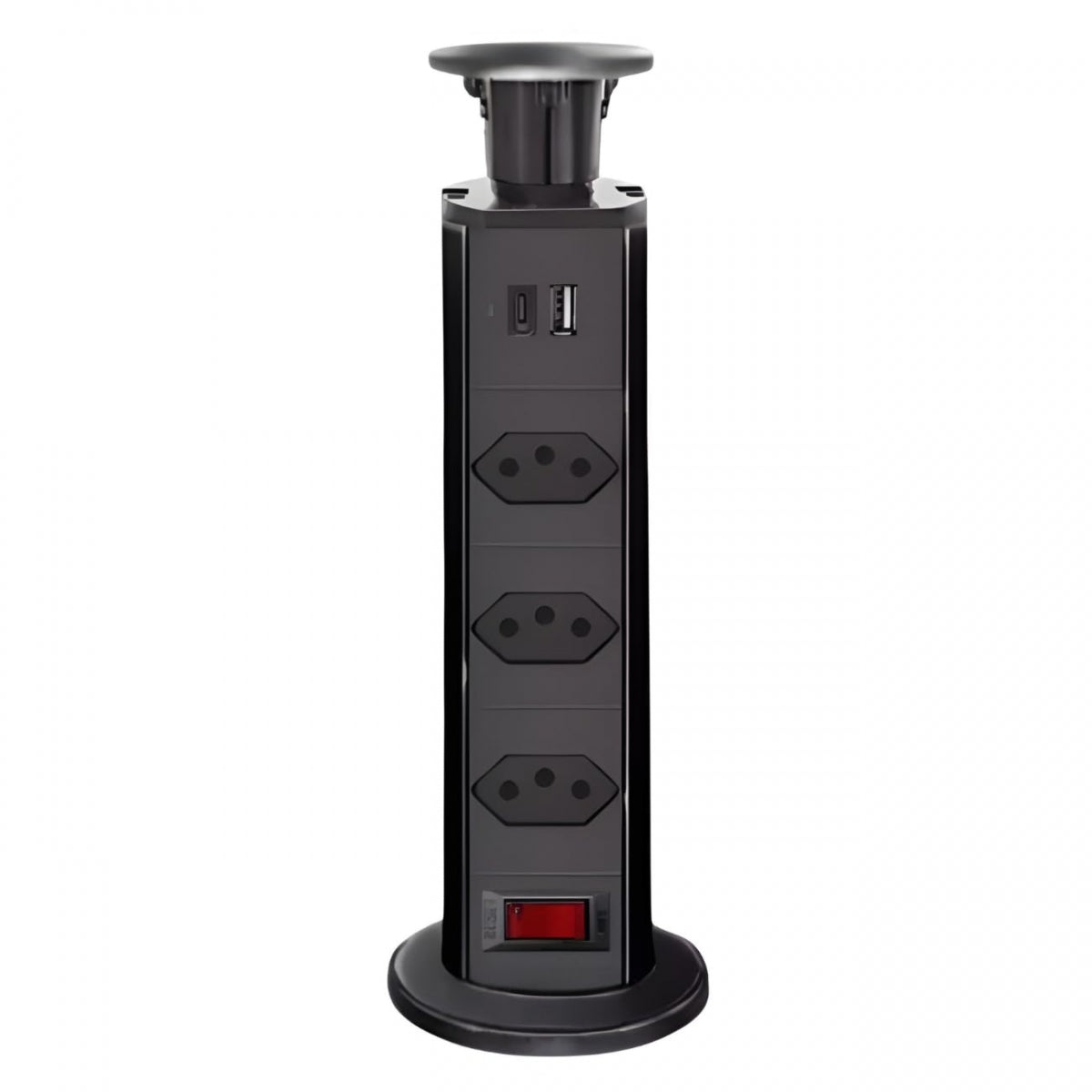 Torre De Tomada Multiplug Com 3 Tomadas Preto Renna