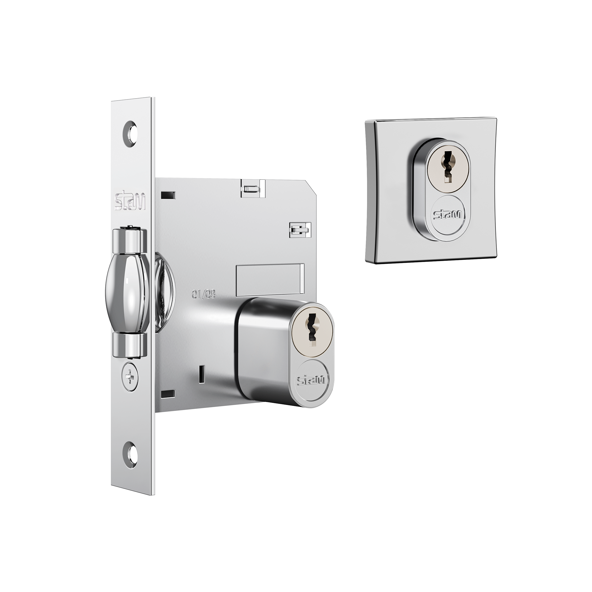 Fechadura Stam 1005 Rolete Cromado - Externa