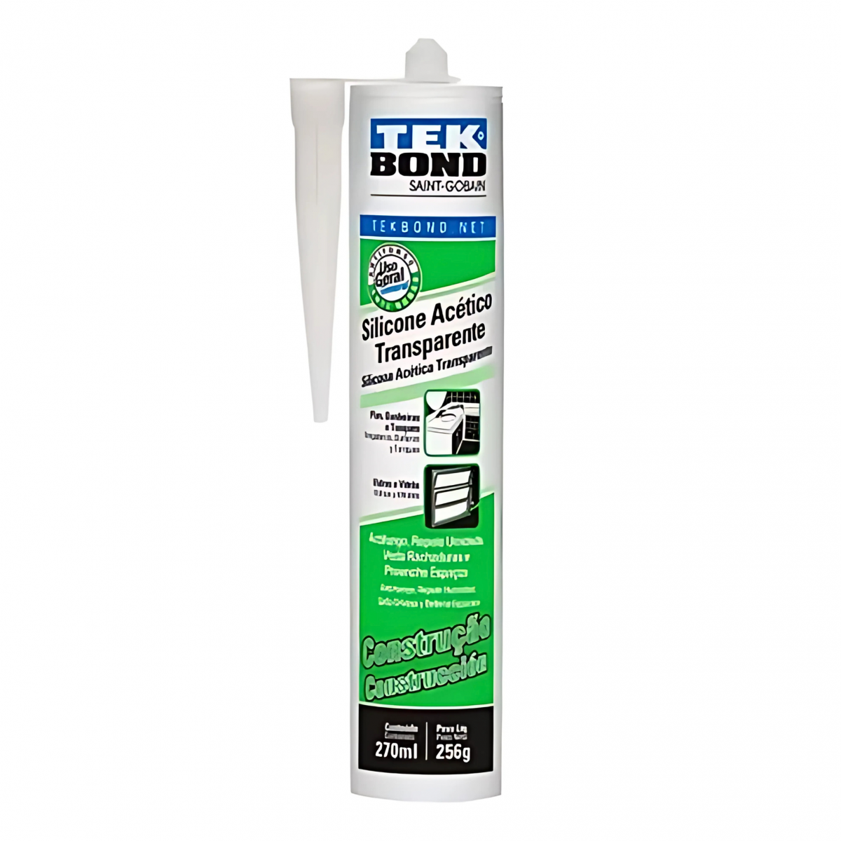 Silicone Acético Transparente Tubo 256g/270ml - TekBond