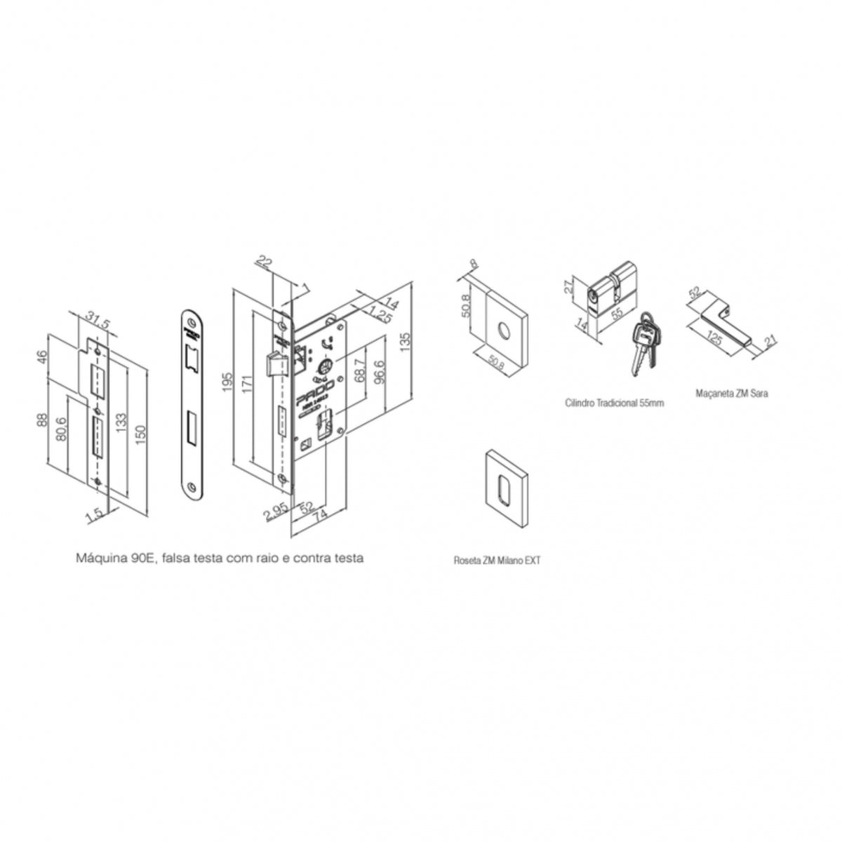 Fechadura Sara 502/90e - Externa