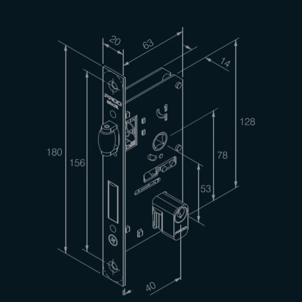 Fechadura Rolete Quadrado 453/40 - Externa