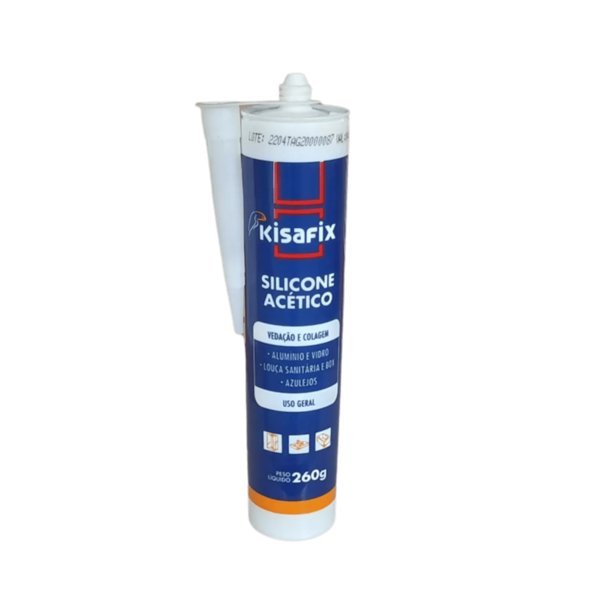 Silicone Acético Transparente 260 Gramas - Kisafix