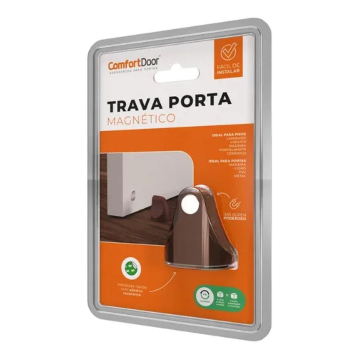 Trava Porta Magnetico Marrom Escuro - Comfort Door